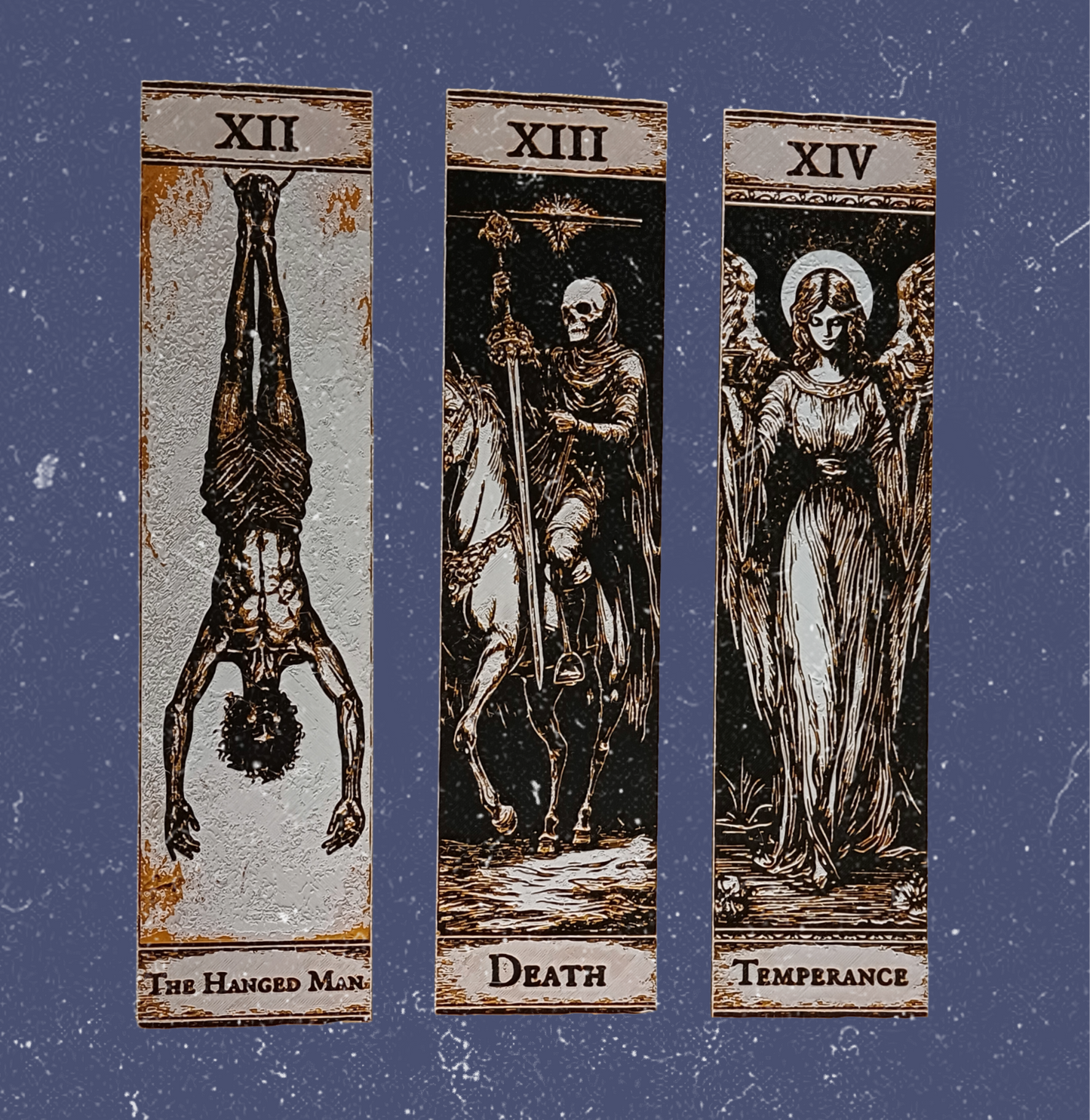 Arkane Tarot Lesezeichen Set | XII - XIV | Hanged Man, Death, Temperance