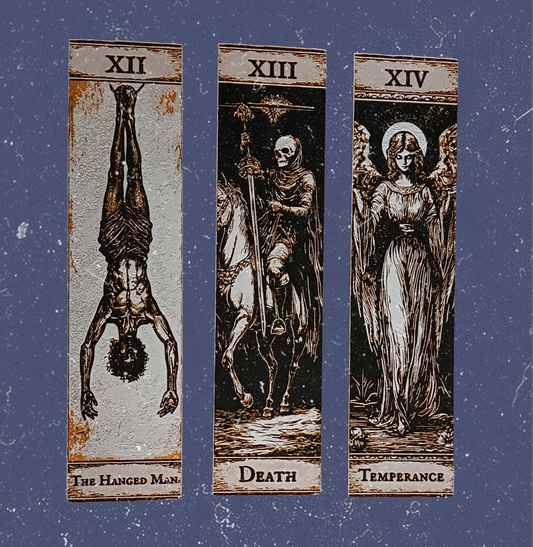 Arkane Tarot Lesezeichen Set | XII - XIV | Hanged Man, Death, Temperance