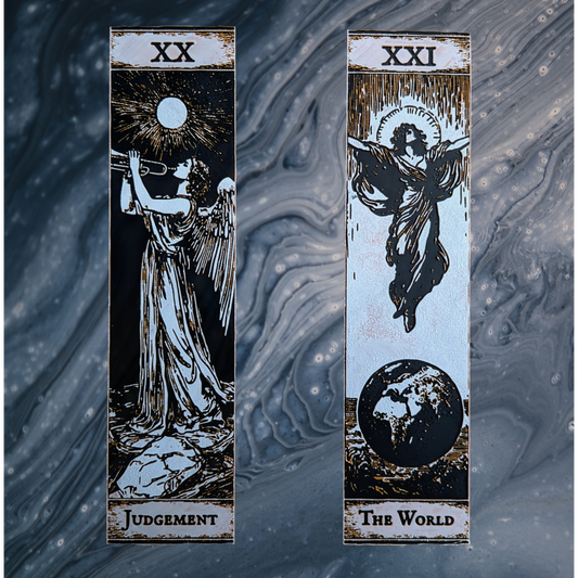 Arkane Tarot Lesezeichen Set | XX–XXI | Judgement, The World