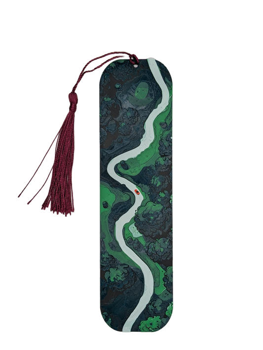 Roadtrip Lesezeichen mit Quaste – Route Design in Grün
