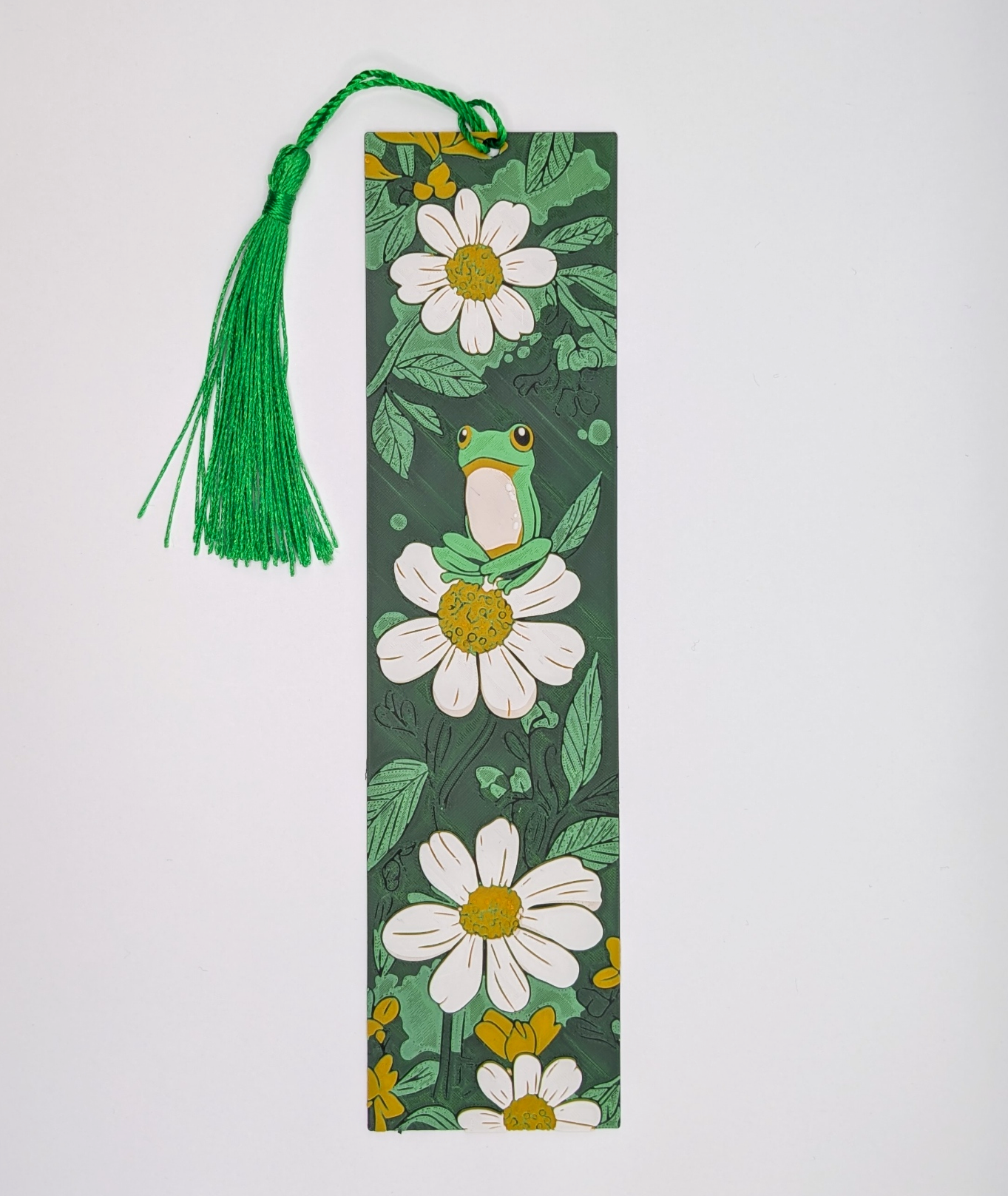 Frosch-Blumen Lesezeichen mit Quaste