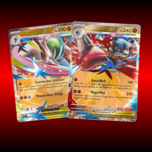 Mega Lucario EX & Mega Galagladi EX Set - Wachsendes Chaos, Erhabene Helden
